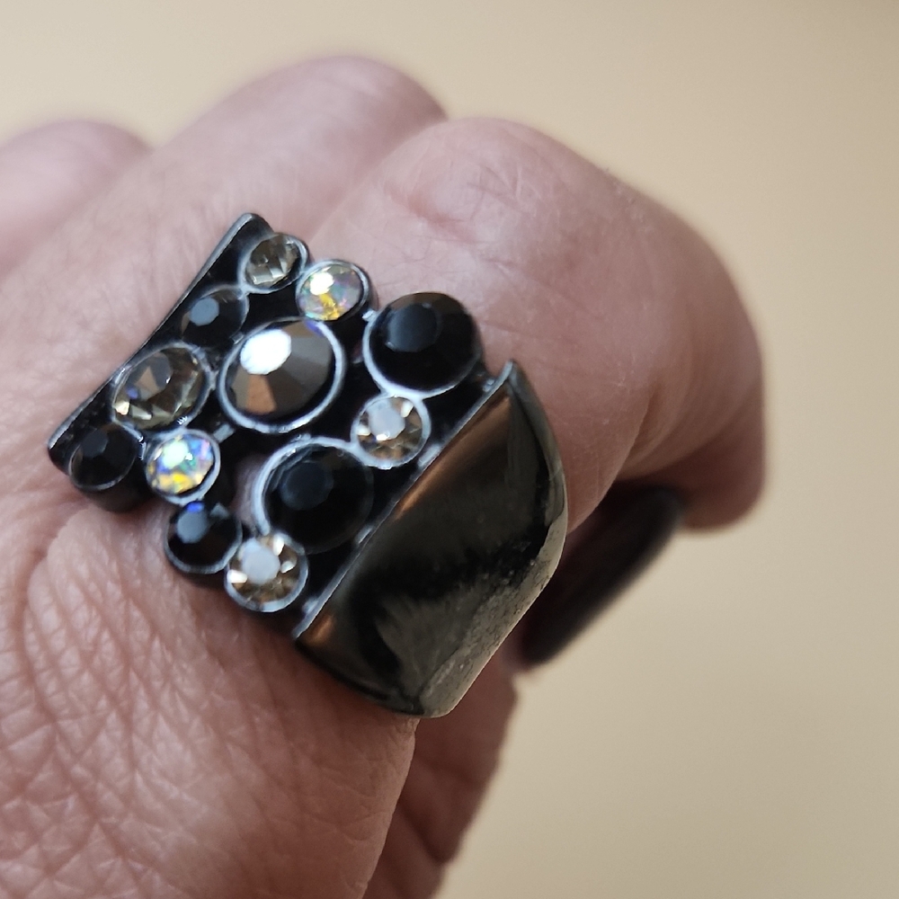 Black And Silver Statement Ring ( Hematite And Ch… - image 1